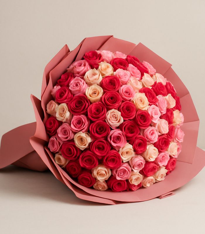 100 Mixed Roses Bouquet