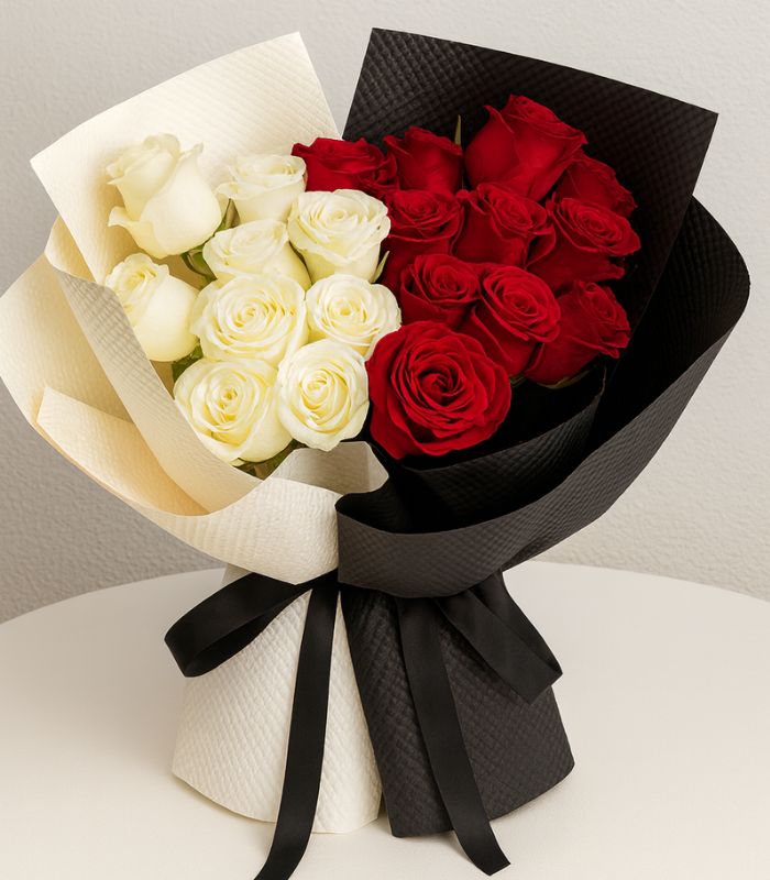 Red and White Roses Bouquet