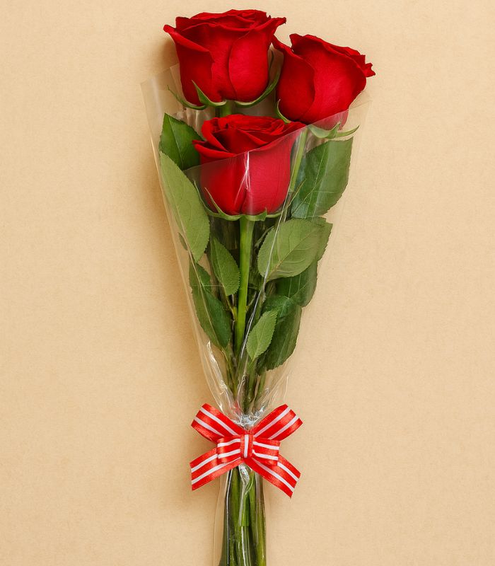 3 Stems of Red Roses