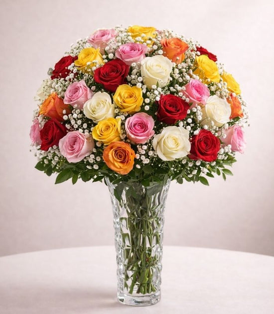 Royal Harmony 50 Mixed Roses Vase Arrangement