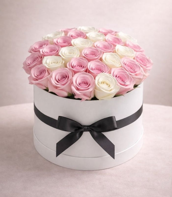 Blush Harmony  Pink & White Roses Box